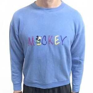 Vintage Disney Mickey Mouse Crewneck Sweatshirt Light Blue Colorful Lettering